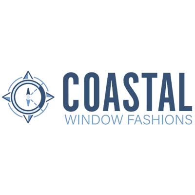 A professional logo for Coastal Window Fashions featuring a compass and window design.