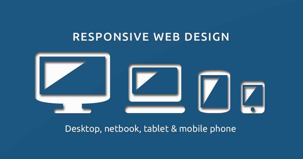 Responsive web design infographic showcasing desktop, netbook, tablet, and mobile phone screens for Hozio, Inc.