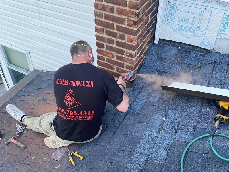 Safe roof chimney flashing installation by Hozio Inc.