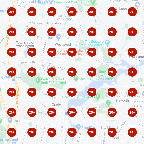 Hozio Inc. map showcasing local service areas in Hillsdale, highlighting community reach and service coverage.