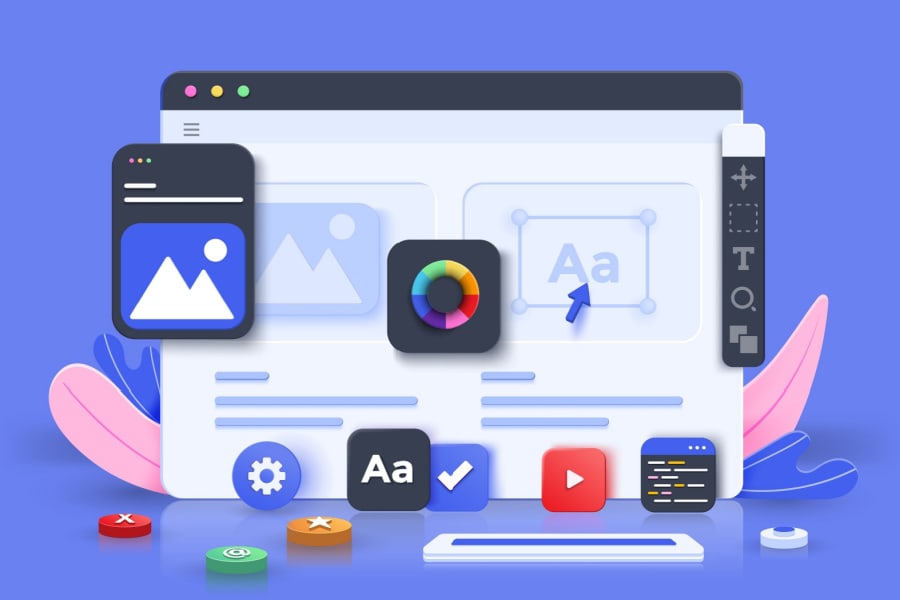 Website design and editing interface on Hozio platform, showcasing tools for content customization and multimedia integration.