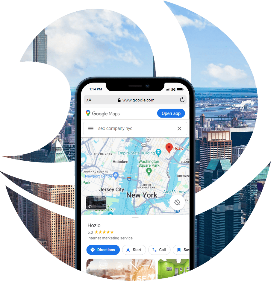 Hozio local business listing on Google Maps, digital marketing and SEO services in New York.