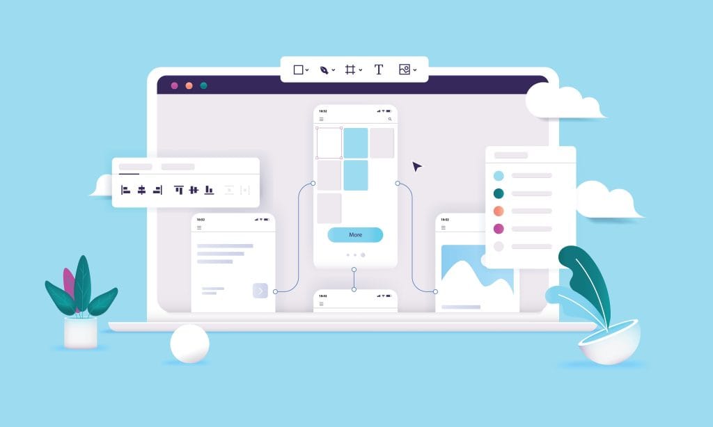 Responsive web and mobile app design with user interface elements for Hozio, Inc.
